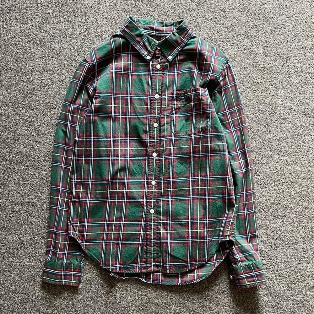 Ralph Lauren Green Plaid Button Down Long Sleeve Shirt Custom Fit Boys L (14-16)